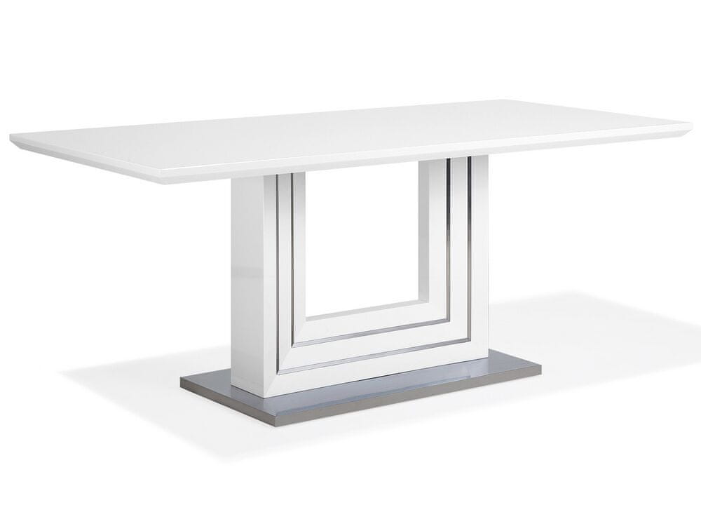 Beliani Jedálenský stôl 180 x 90 cm biela/strieborná KALONA